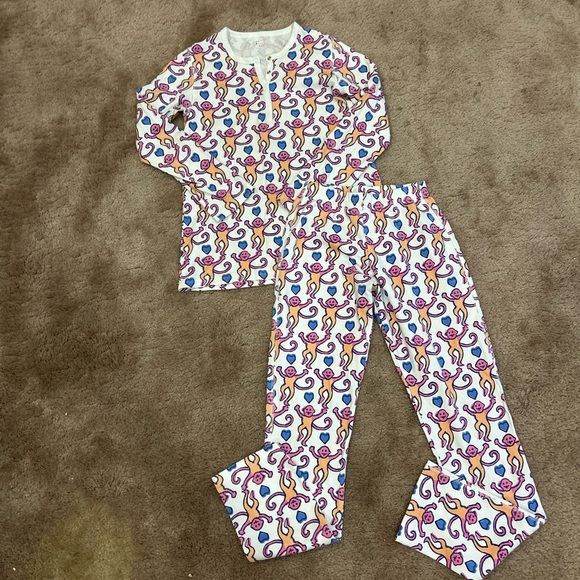 Roller Rabbit Lovely Monkey Pima Cotton Long Sleeve Pajamas XXS - Picture 6 of 11